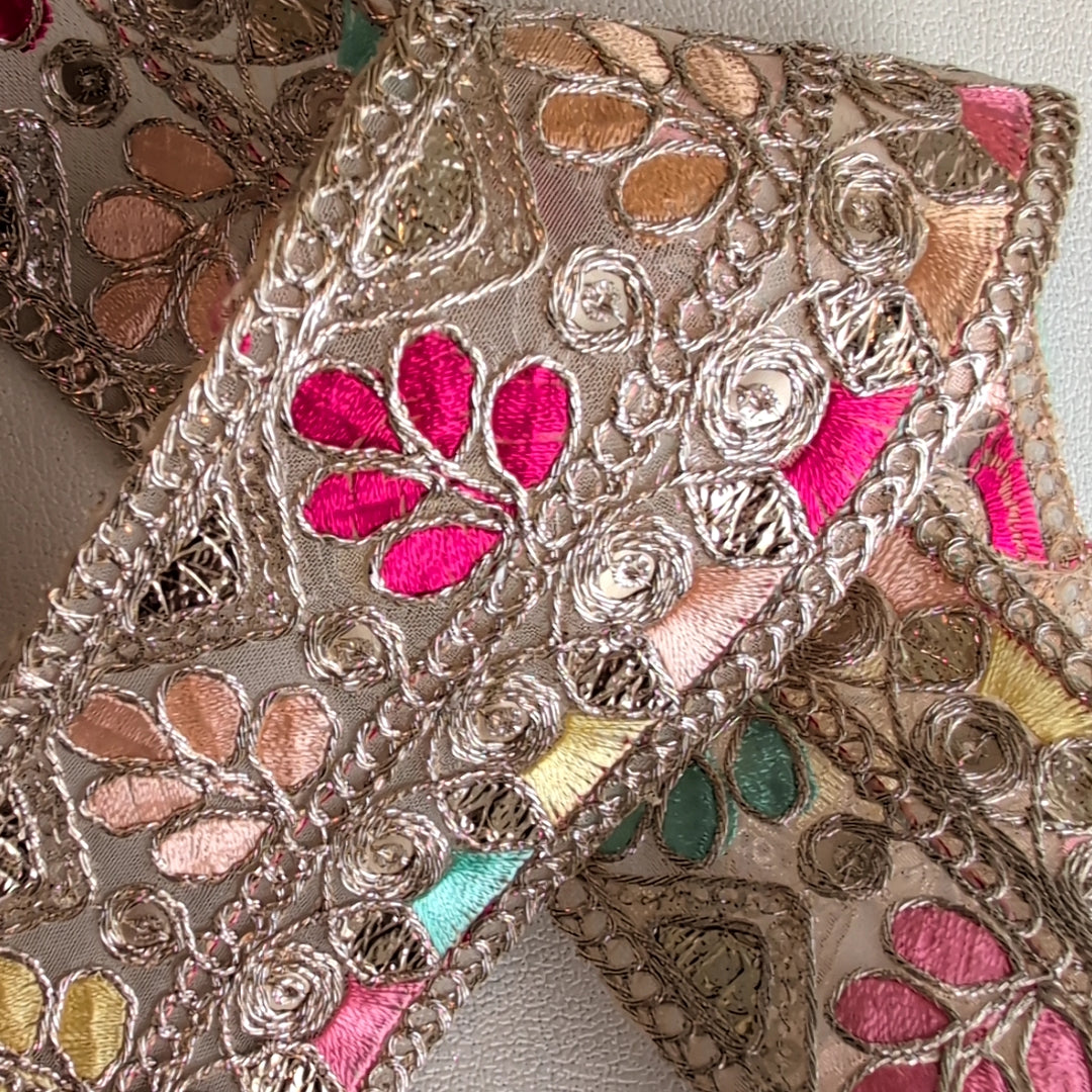 【中幅】インド刺繍リボン Handmade｜手作り｜インドハンドメイド素材、布小物 ＃9060