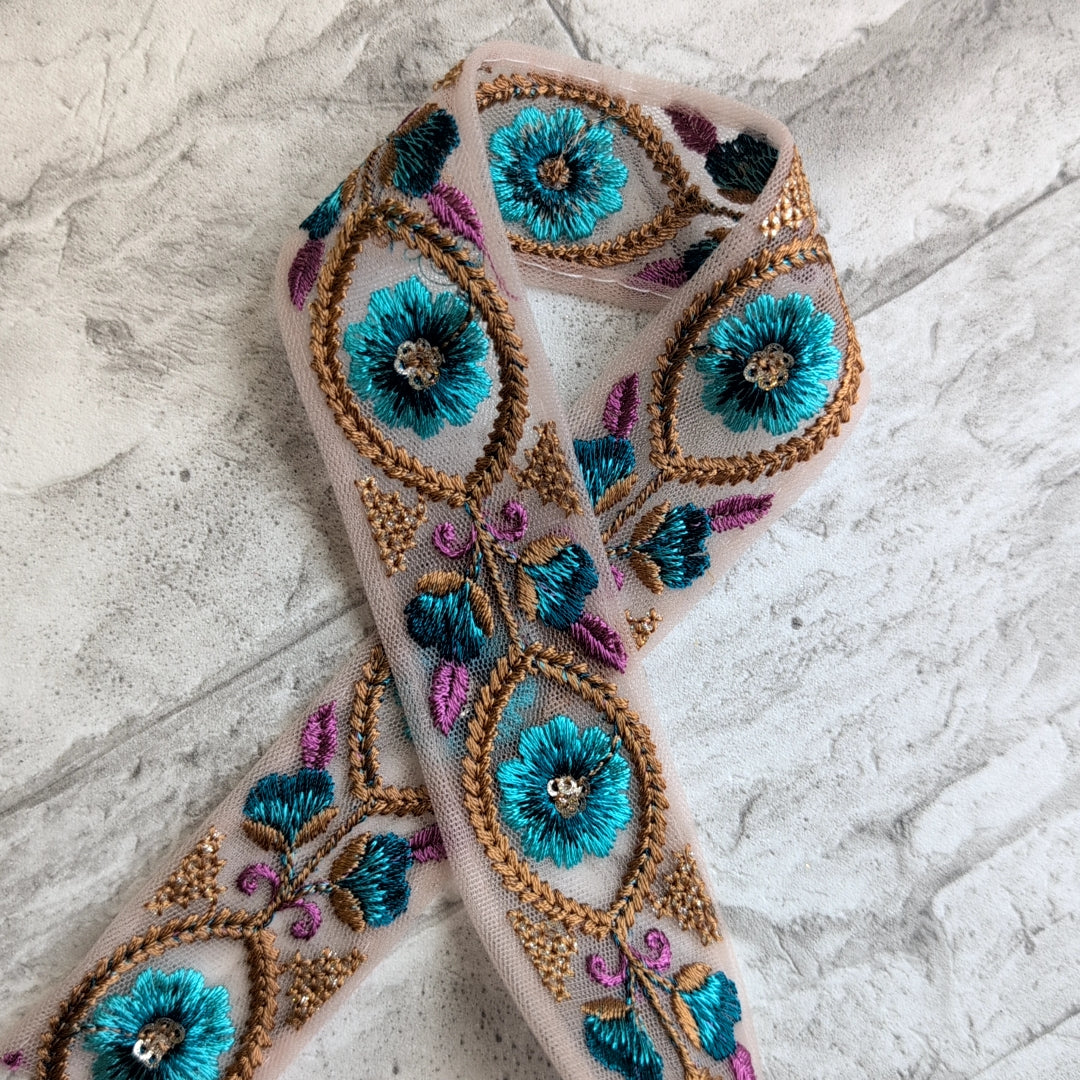 【細幅】インド刺繍リボン Handmade｜手作り｜インドハンドメイド素材、布小物 ＃9002
