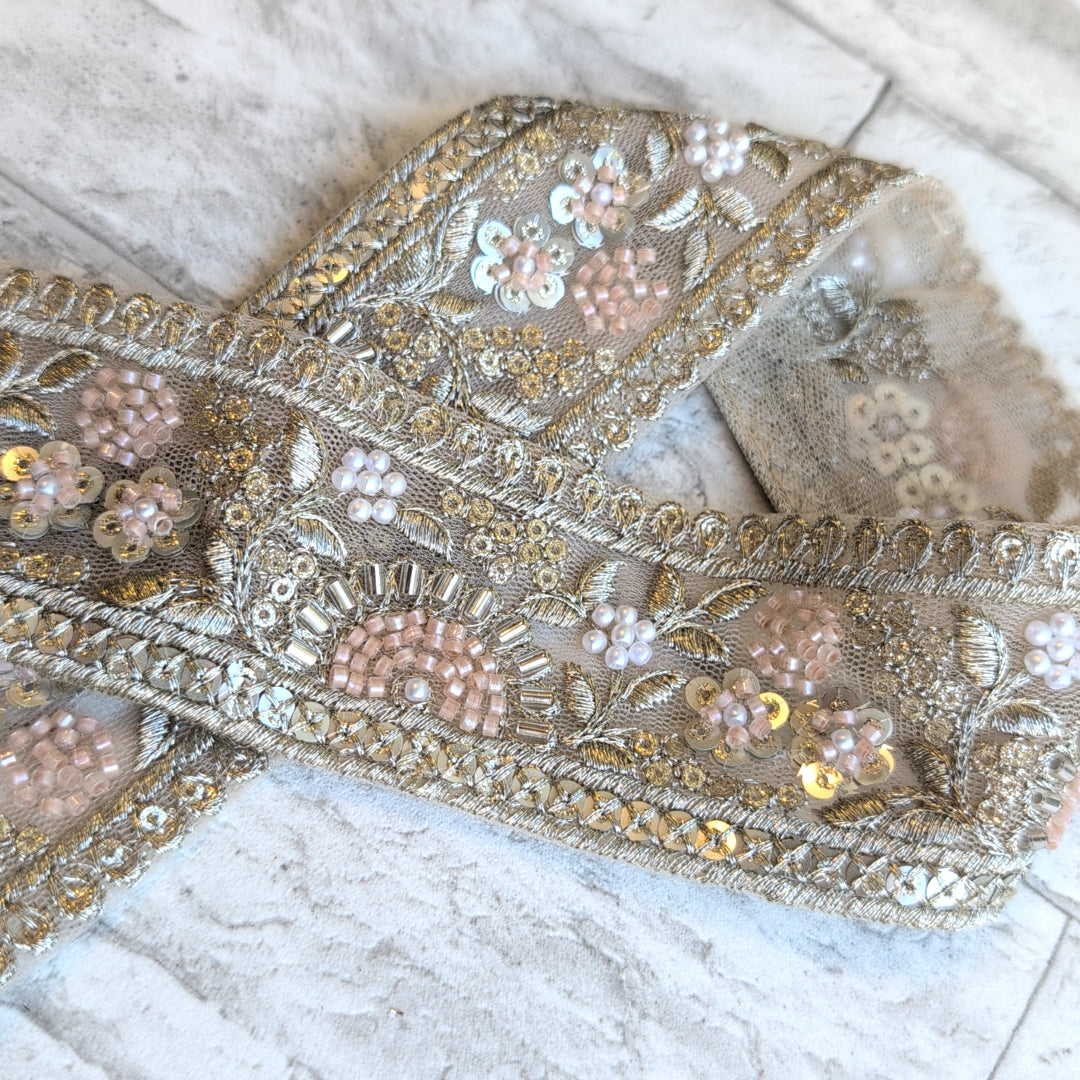 【中幅】インド刺繍リボン Handmade｜手作り｜インドハンドメイド素材、布小物 ＃9171