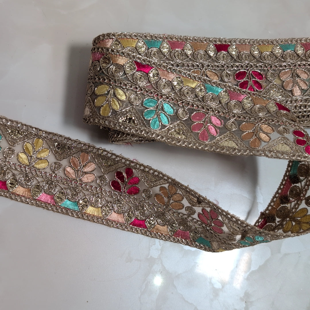 【中幅】インド刺繍リボン Handmade｜手作り｜インドハンドメイド素材、布小物 ＃9060