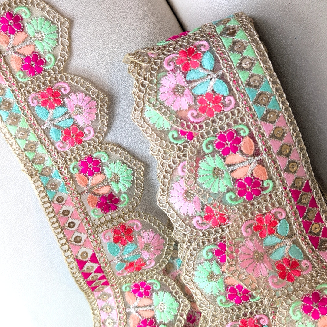 【中幅】インド刺繍リボン Handmade｜手作り｜インドハンドメイド素材、布小物 ＃9010