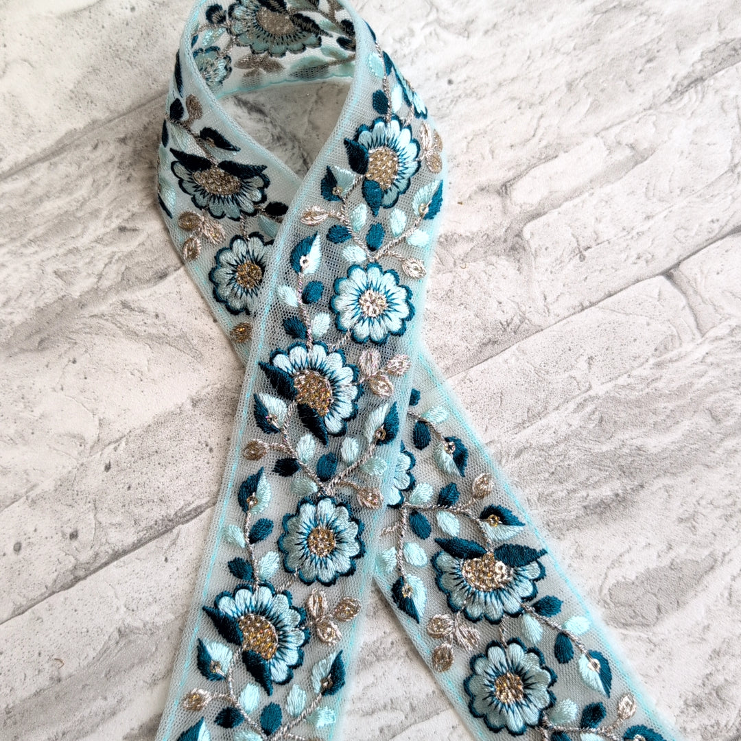 【中幅】インド刺繍リボン Handmade｜手作り｜インドハンドメイド素材、布小物 ＃9130