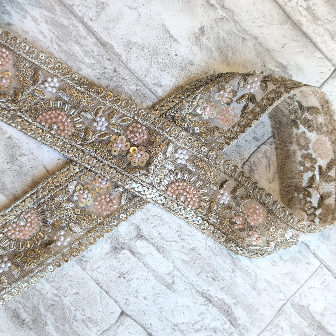 【中幅】インド刺繍リボン Handmade｜手作り｜インドハンドメイド素材、布小物 ＃9171