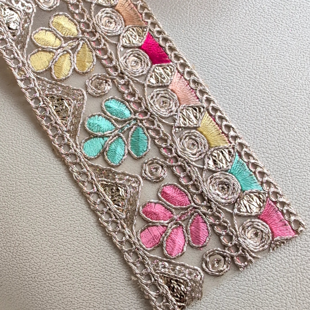 【中幅】インド刺繍リボン Handmade｜手作り｜インドハンドメイド素材、布小物 ＃9060