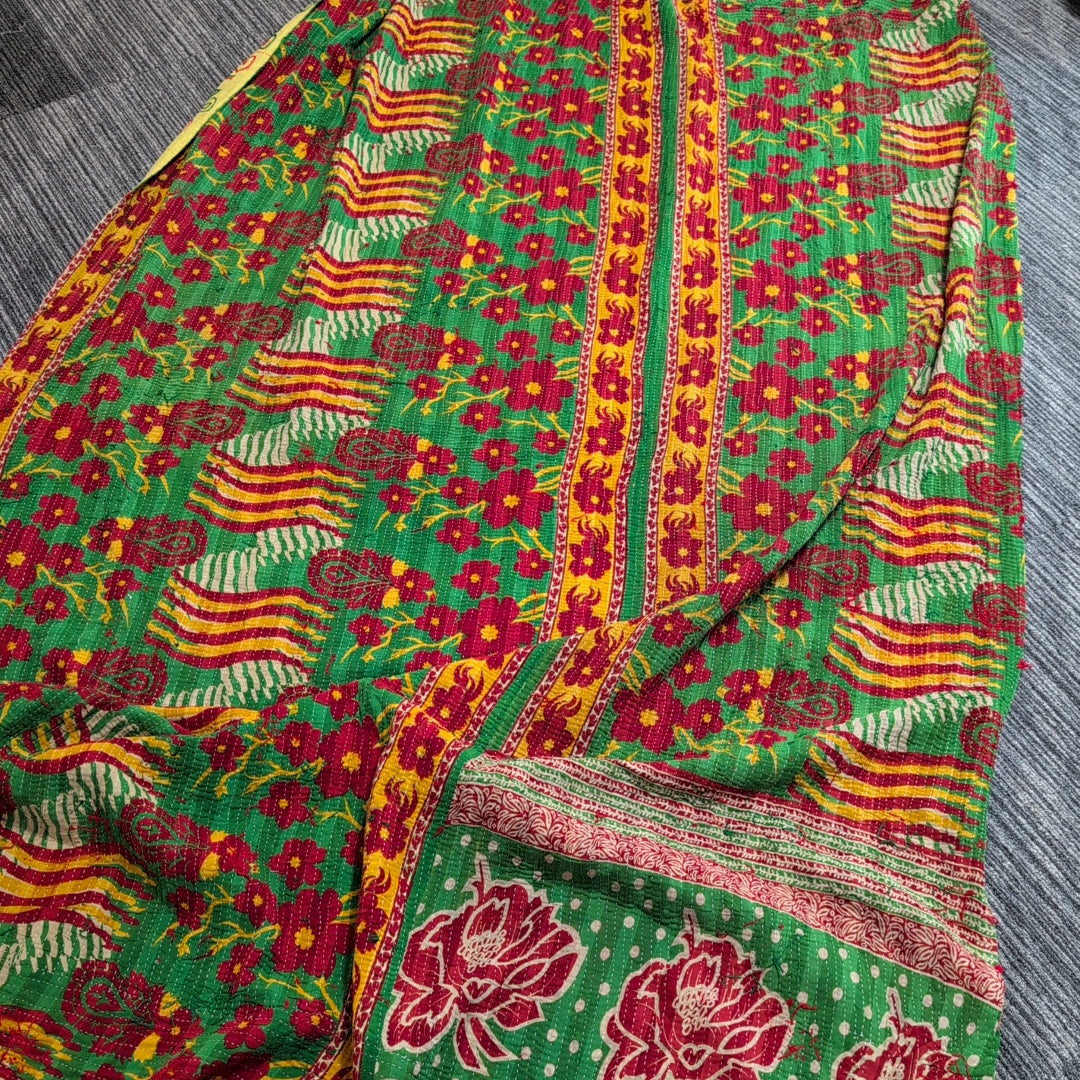 ヴィンテージカンタキルト ラリーキルト kantha ラグマット ［未完の華］#1152