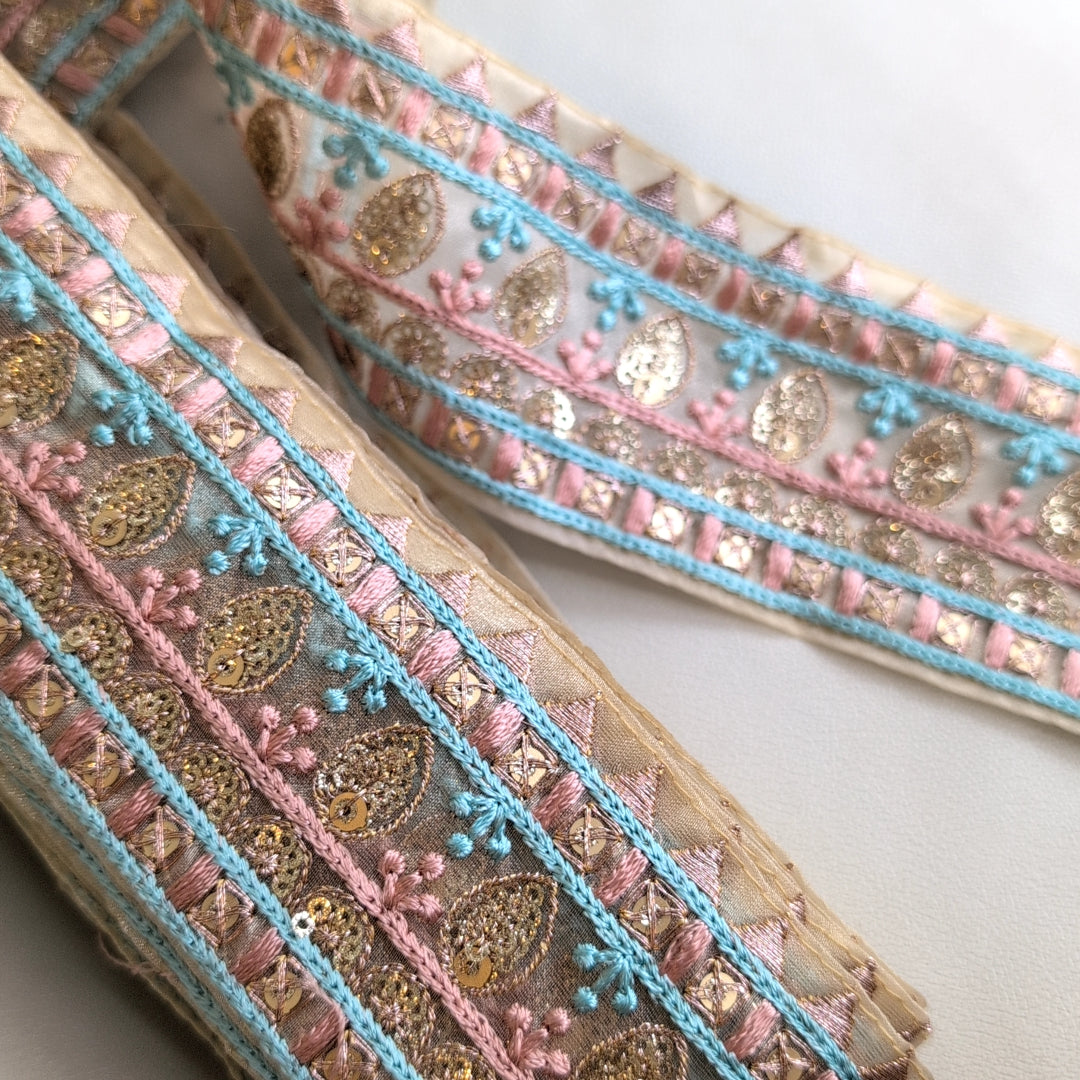 【中幅】インド刺繍リボン Handmade｜手作り｜インドハンドメイド素材、布小物 ＃9160