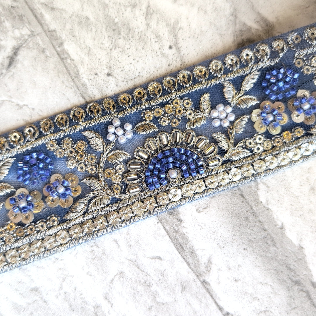 【中幅】インド刺繍リボン Handmade｜手作り｜インドハンドメイド素材、布小物 ＃9012