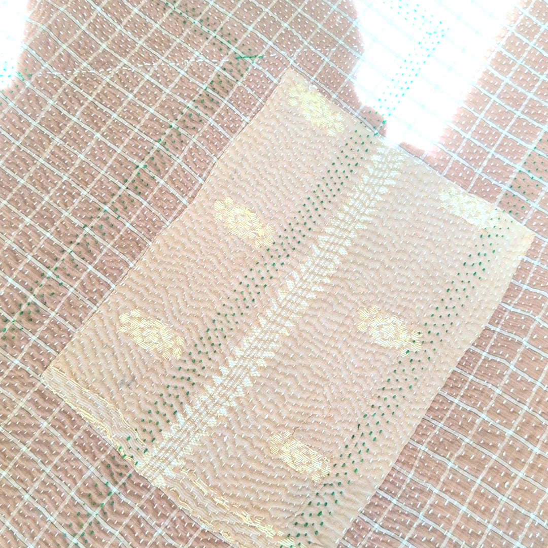 ヴィンテージ カンタキルト ラリーキルト 柔らかCotton ソファカバー「シナモンチェック」 #922