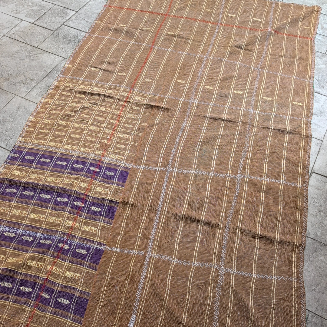 ヴィンテージカンタキルト ラリーキルト kantha マルチカバー 指し布 ［家族への祈り］#1139