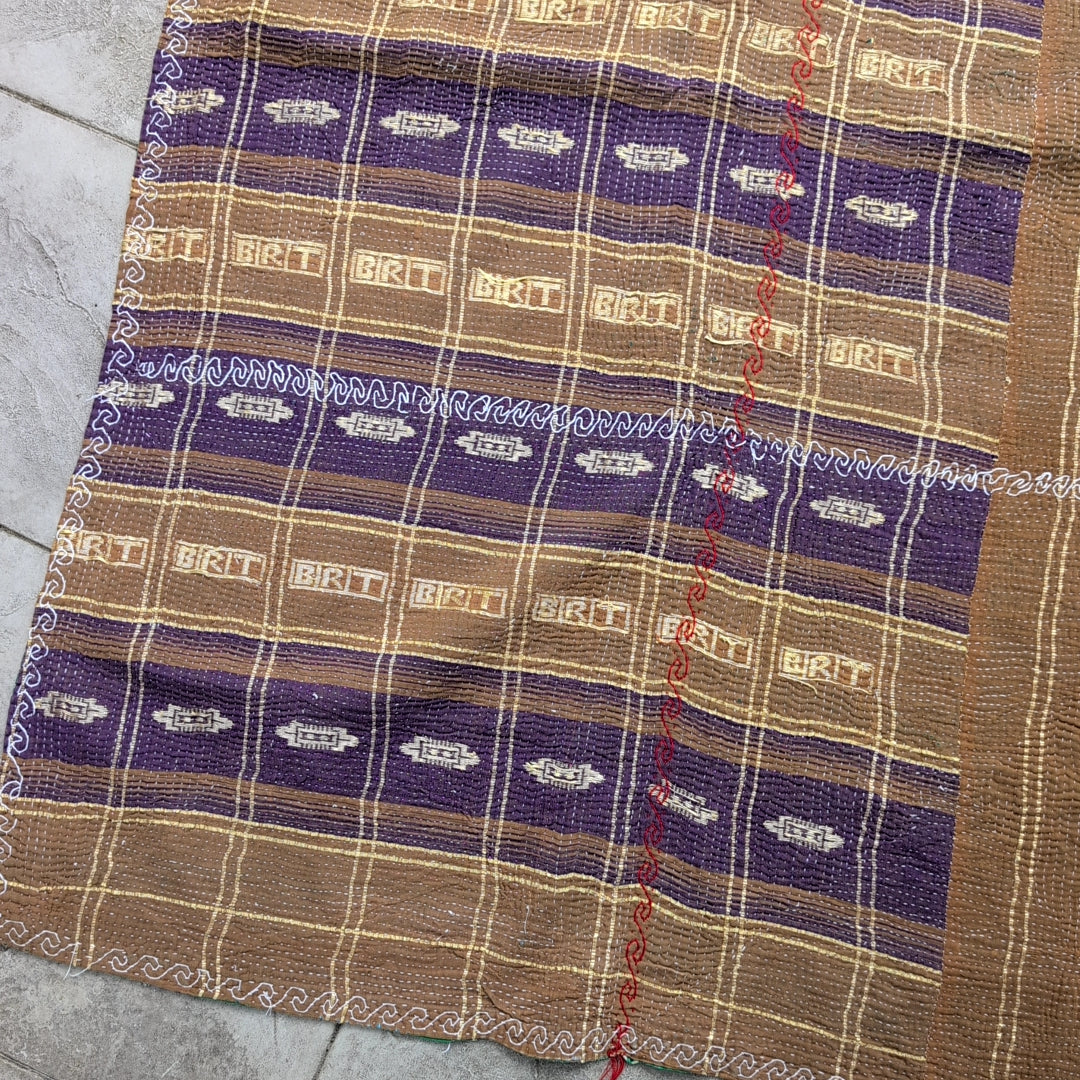 ヴィンテージカンタキルト ラリーキルト kantha マルチカバー 指し布 ［家族への祈り］#1139
