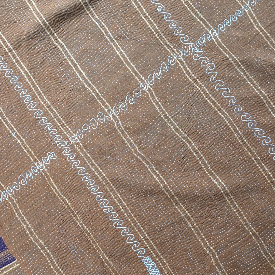 ヴィンテージカンタキルト ラリーキルト kantha マルチカバー 指し布 ［家族への祈り］#1139