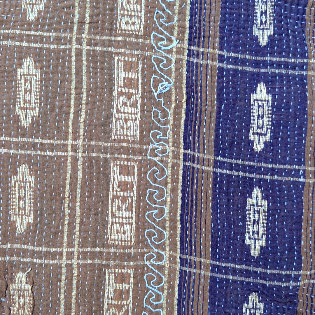 ヴィンテージカンタキルト ラリーキルト kantha マルチカバー 指し布 ［家族への祈り］#1139