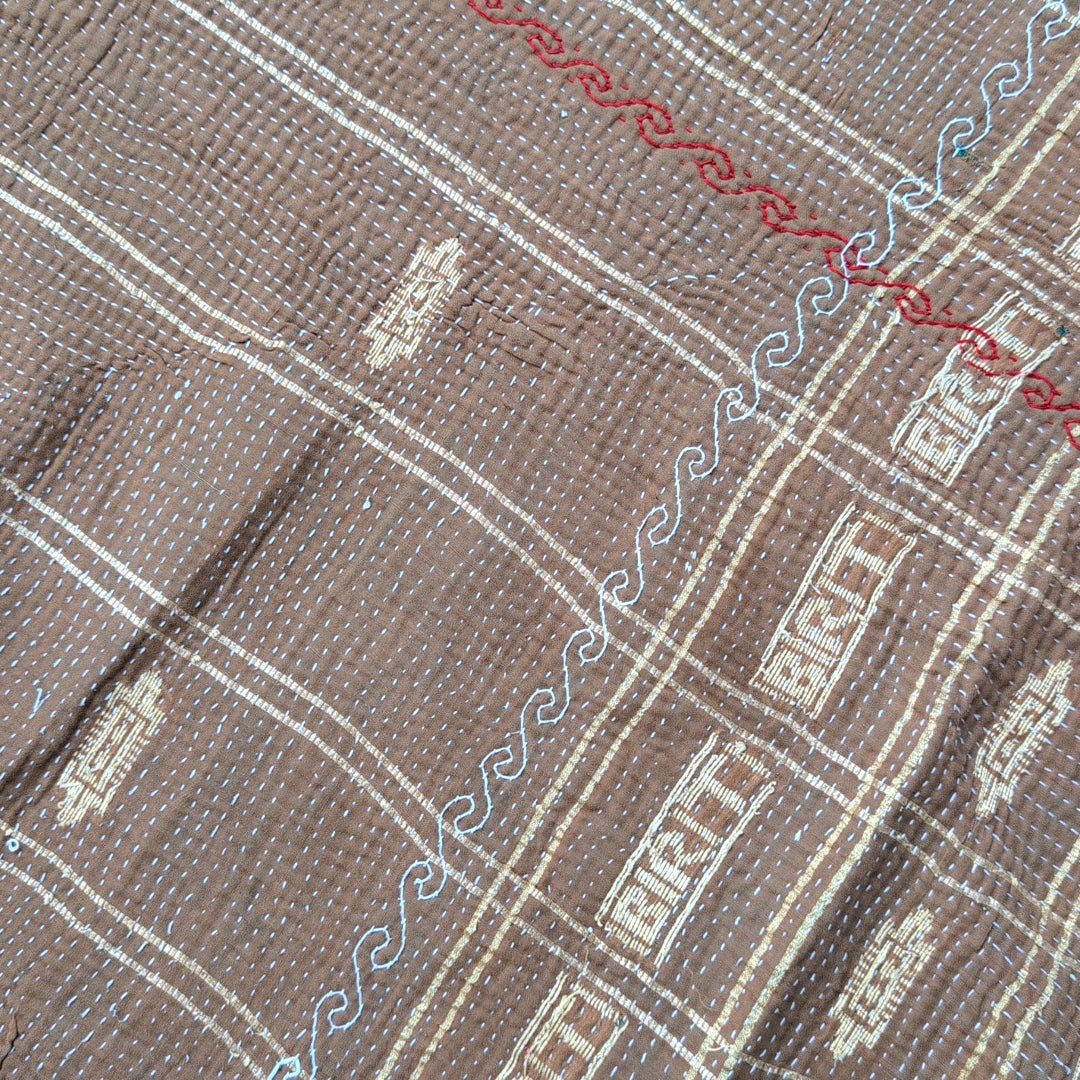 ヴィンテージカンタキルト ラリーキルト kantha マルチカバー 指し布 ［家族への祈り］#1139