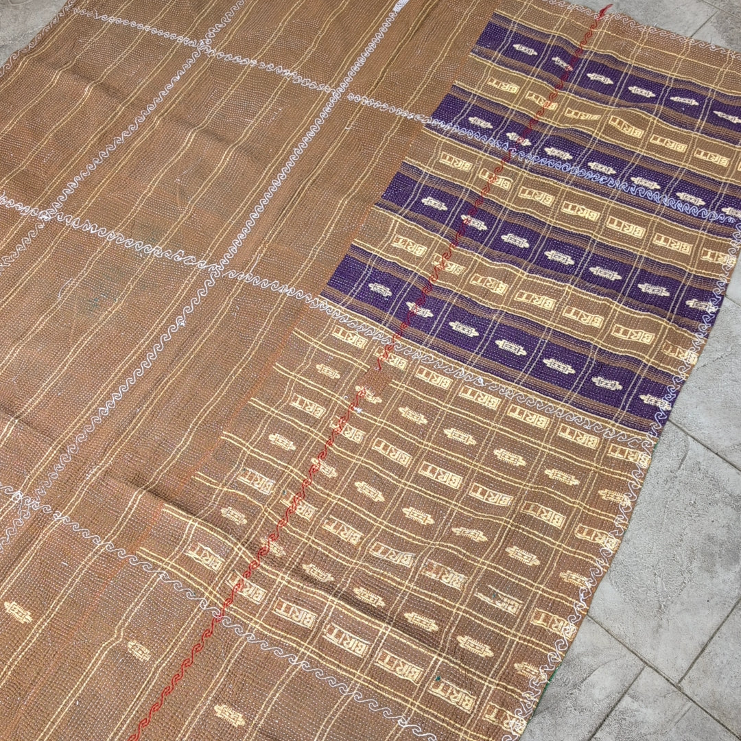 ヴィンテージカンタキルト ラリーキルト kantha マルチカバー 指し布 ［家族への祈り］#1139