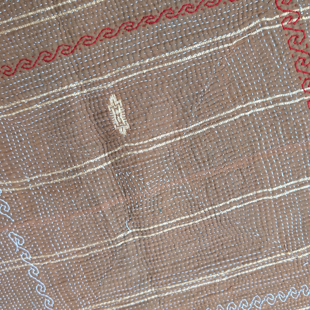 ヴィンテージカンタキルト ラリーキルト kantha マルチカバー 指し布 ［家族への祈り］#1139