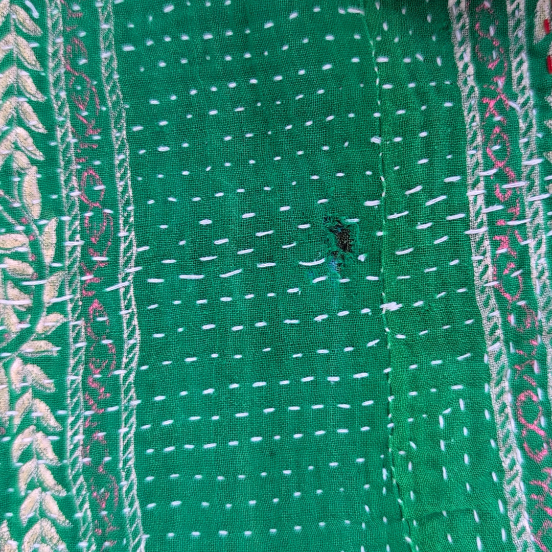 ヴィンテージカンタキルト ラリーキルト kantha マルチカバー 指し布 ［家族への祈り］#1139