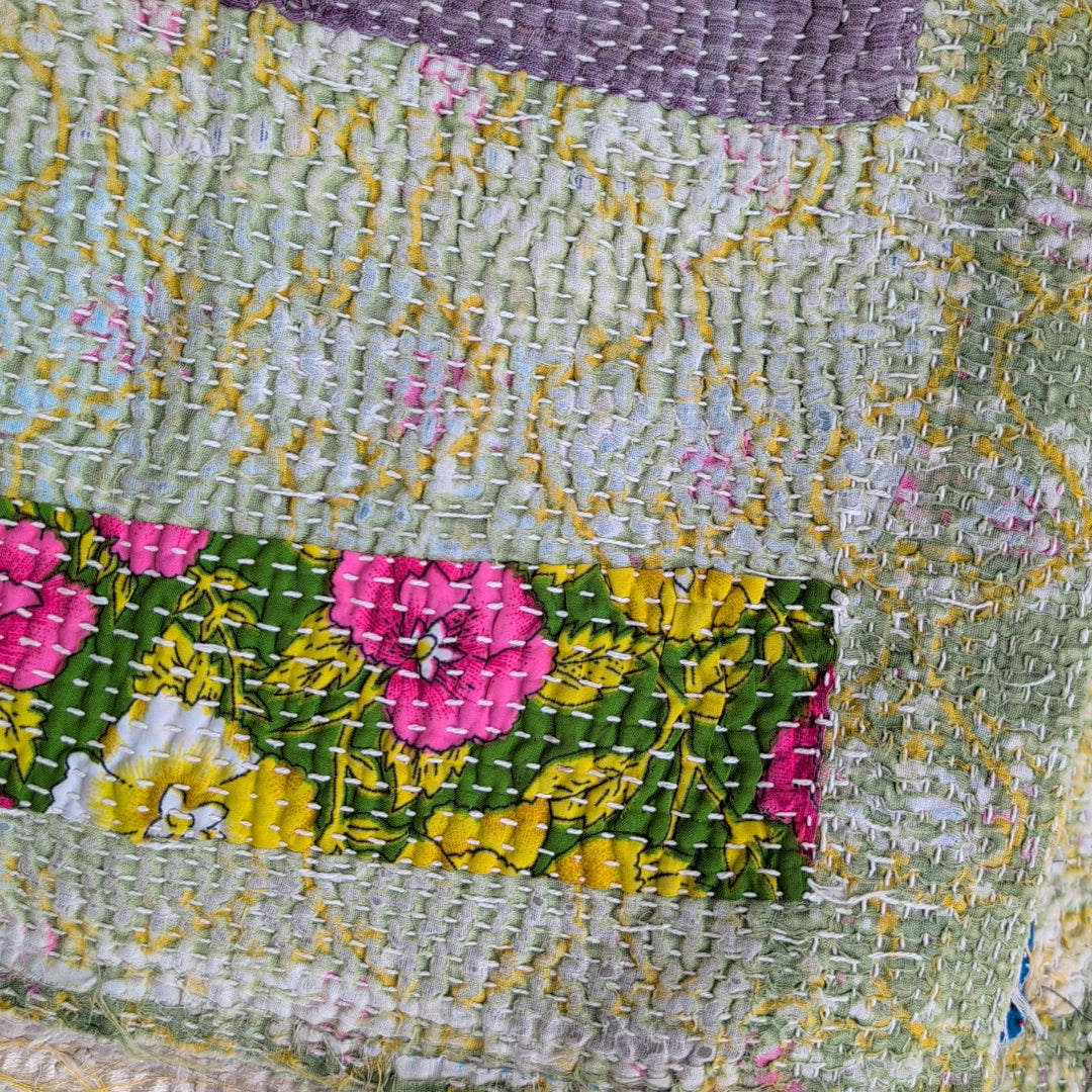ヴィンテージカンタキルト ラリーキルト kantha ラグマット  ビンテージキルト［カラフルロード］#1140