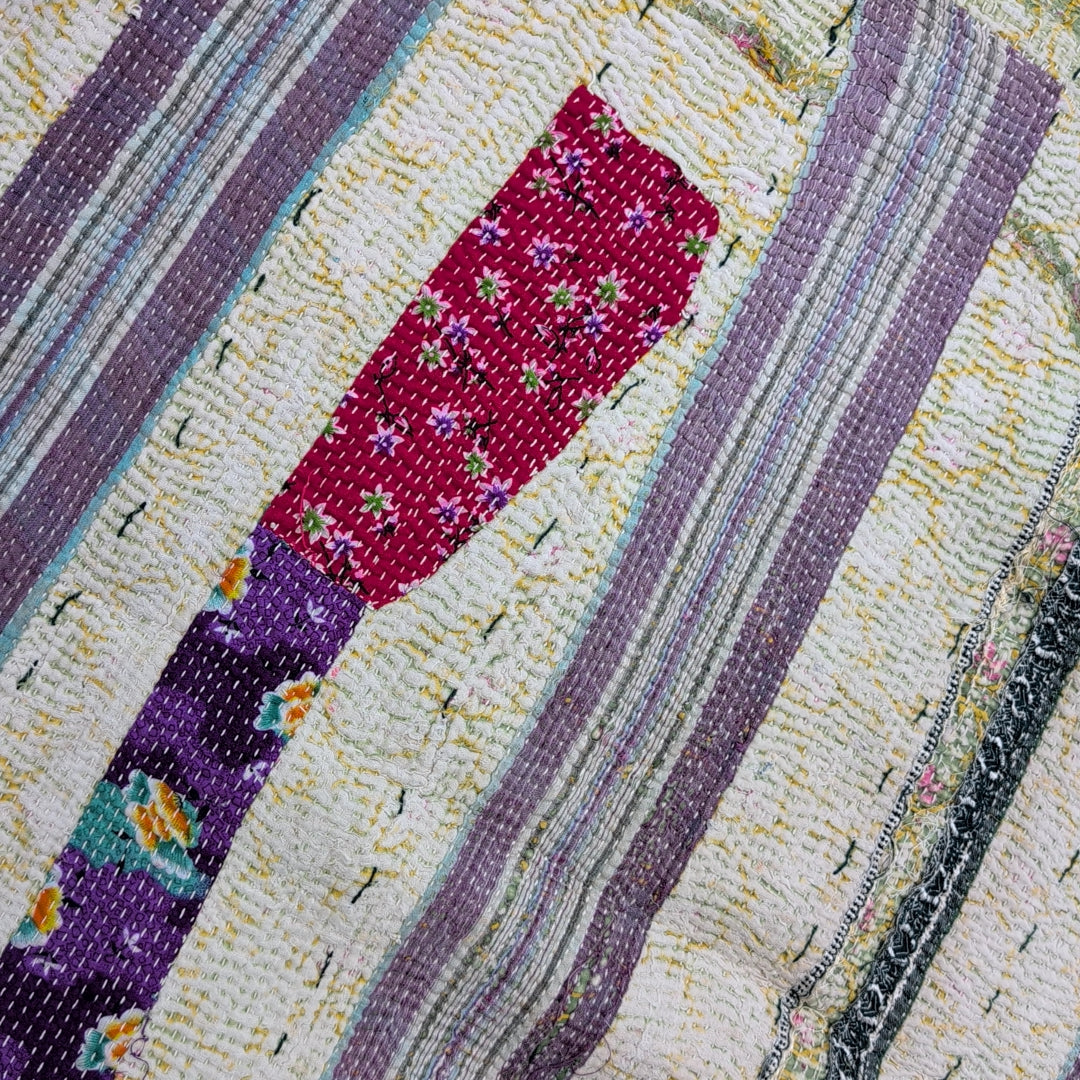 ヴィンテージカンタキルト ラリーキルト kantha ラグマット  ビンテージキルト［カラフルロード］#1140