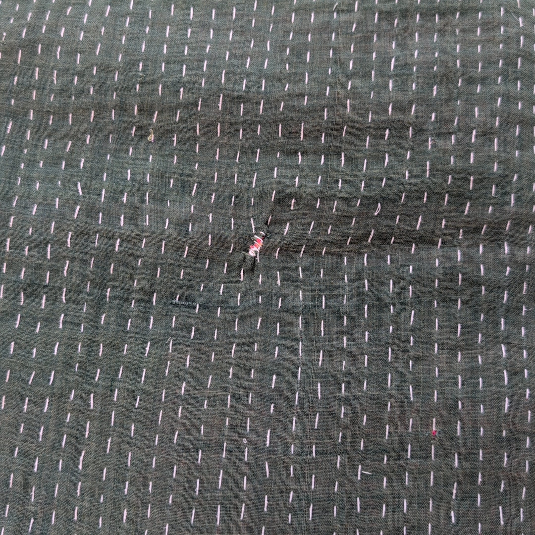 ヴィンテージカンタキルト ラリーキルト kantha ブランケット　生地 ［ヴィンテージグリーン］#1141