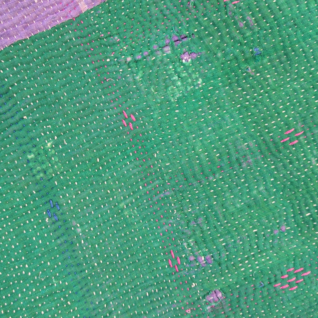ヴィンテージカンタキルト ラリーキルト kantha ビンテージキルト 刺子布 ［雨上がりのあじさい］#1145