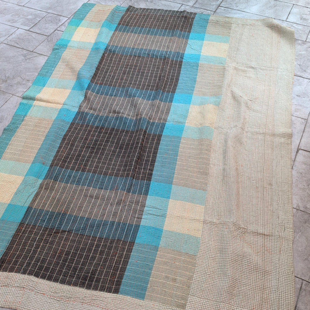 ヴィンテージカンタキルト ラリーキルト kantha マルチカバー ヴィンテージインテリア［サフランの記憶］#1150