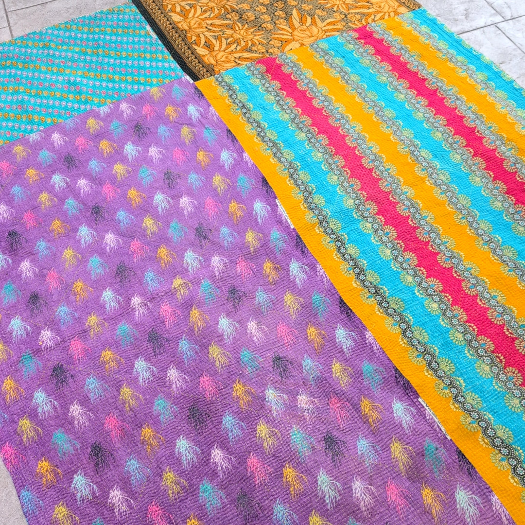 ヴィンテージカンタキルト ラリーキルト kantha ソファカバー 刺し子布 ［ミックスポップ］#1151