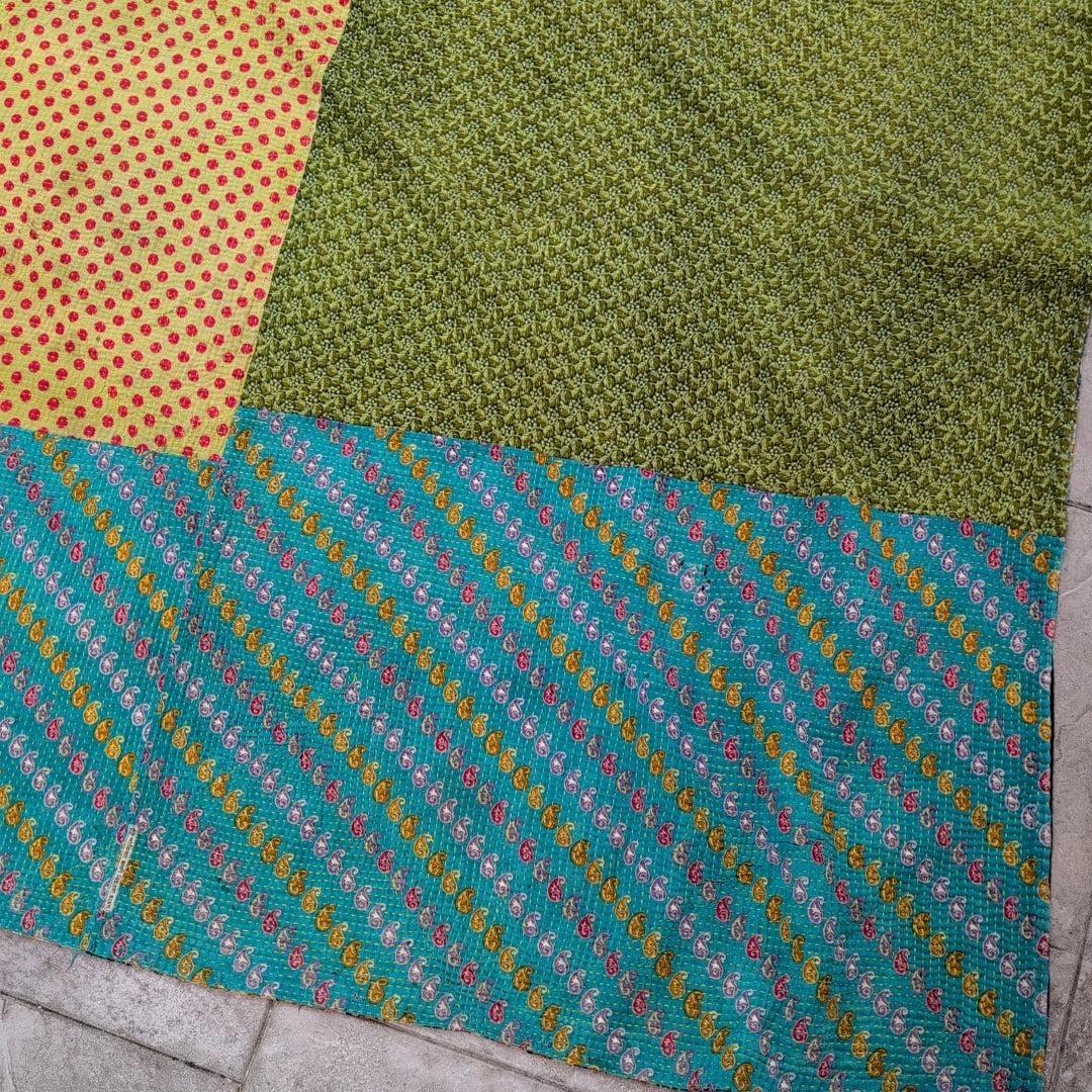 ヴィンテージカンタキルト ラリーキルト kantha ソファカバー 刺し子布 ［ミックスポップ］#1151