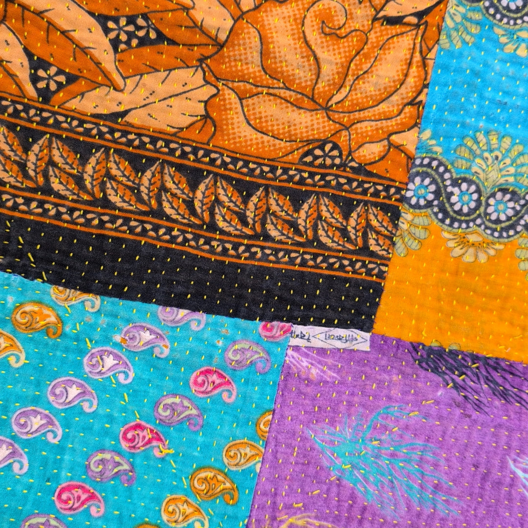 ヴィンテージカンタキルト ラリーキルト kantha ソファカバー 刺し子布 ［ミックスポップ］#1151