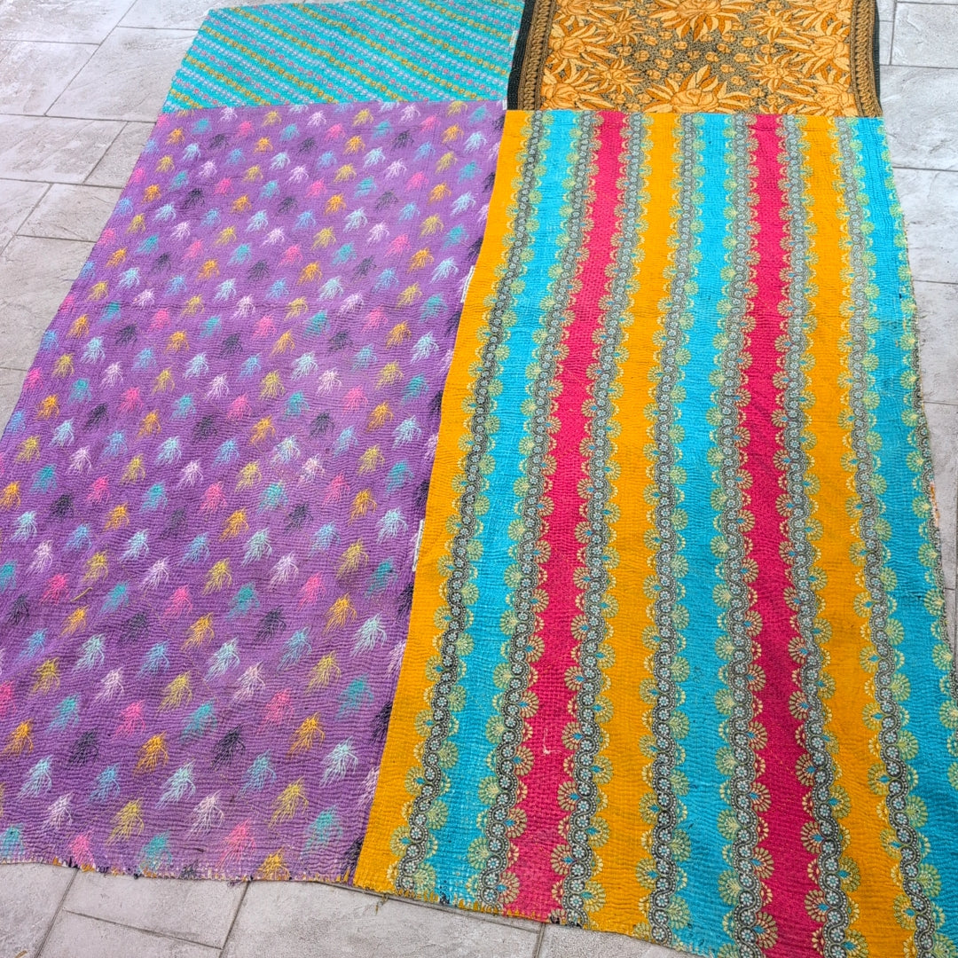 ヴィンテージカンタキルト ラリーキルト kantha ソファカバー 刺し子布 ［ミックスポップ］#1151