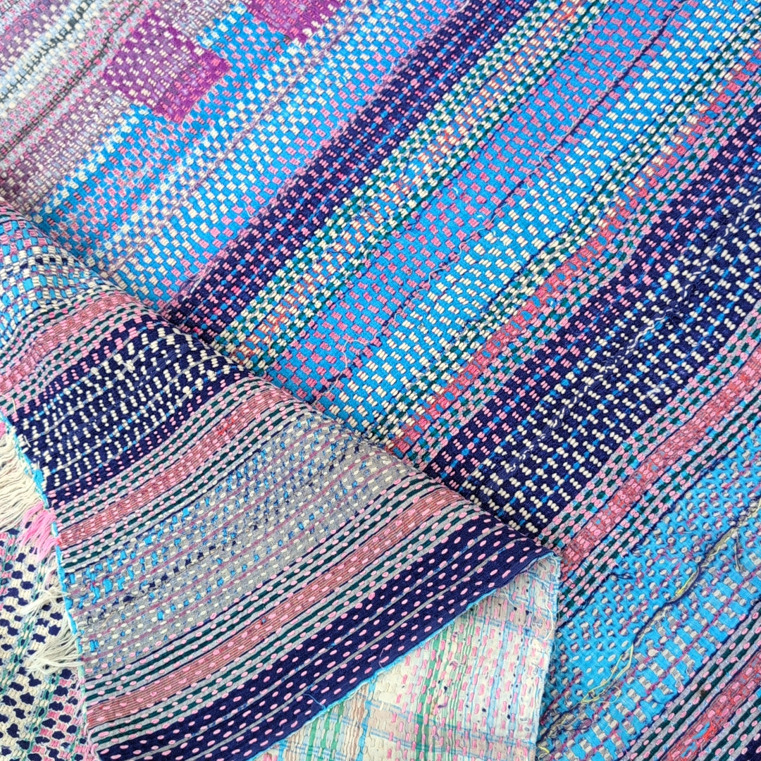 ヴィンテージカンタキルト ラリーキルト kantha マルチカバー アジア雑貨 ［ご機嫌な空］#1155