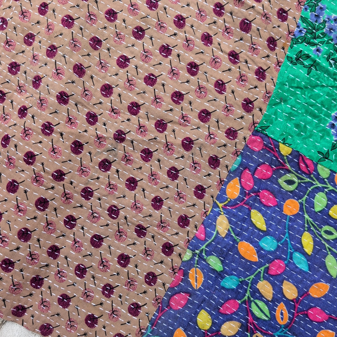 ヴィンテージカンタキルト ラリーキルト kantha ブランケット アジア布 ［異国の夢］#1162