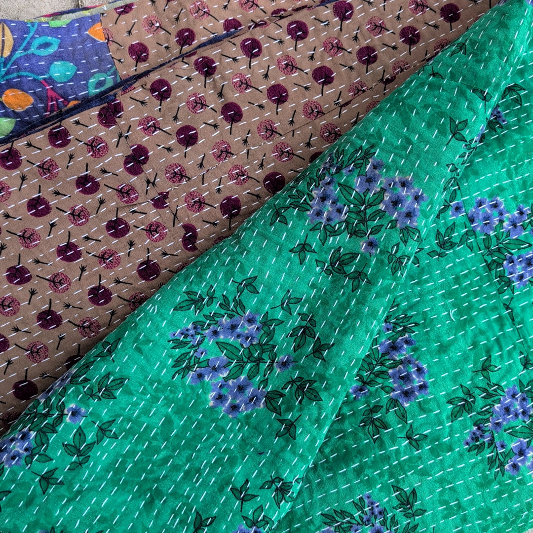 ヴィンテージカンタキルト ラリーキルト kantha ブランケット アジア布 ［異国の夢］#1162