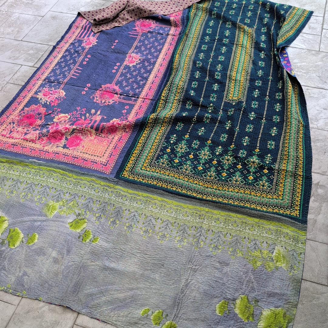ヴィンテージカンタキルト ラリーキルト kantha ブランケット アジア布 ［異国の夢］#1162
