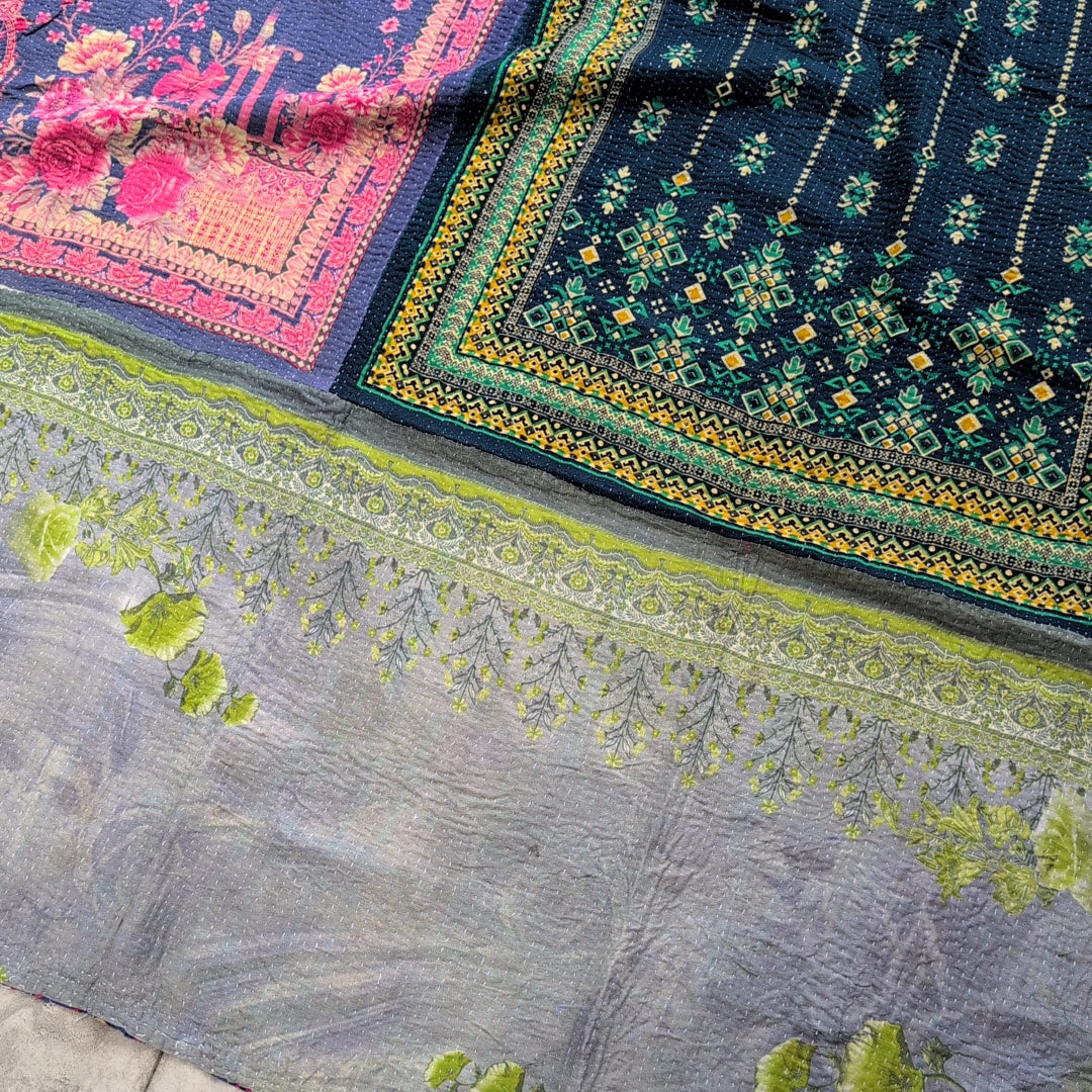 ヴィンテージカンタキルト ラリーキルト kantha ブランケット アジア布 ［異国の夢］#1162