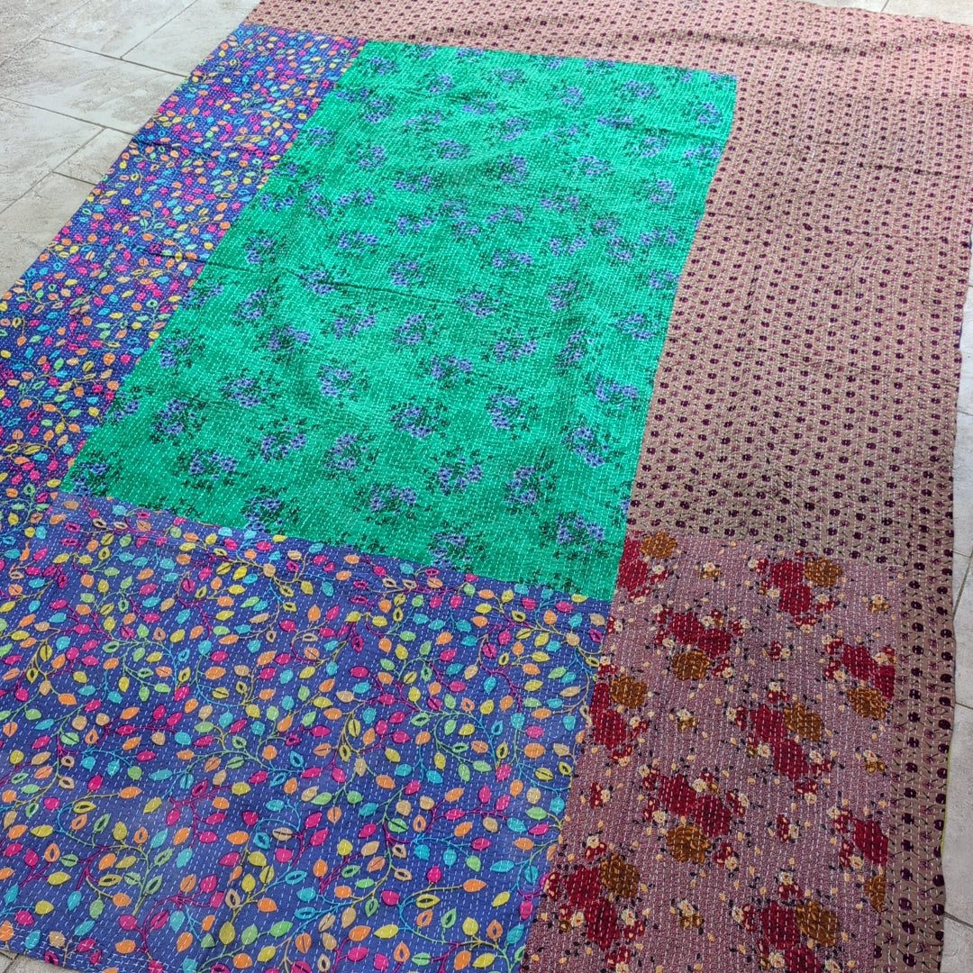 ヴィンテージカンタキルト ラリーキルト kantha ブランケット アジア布 ［異国の夢］#1162