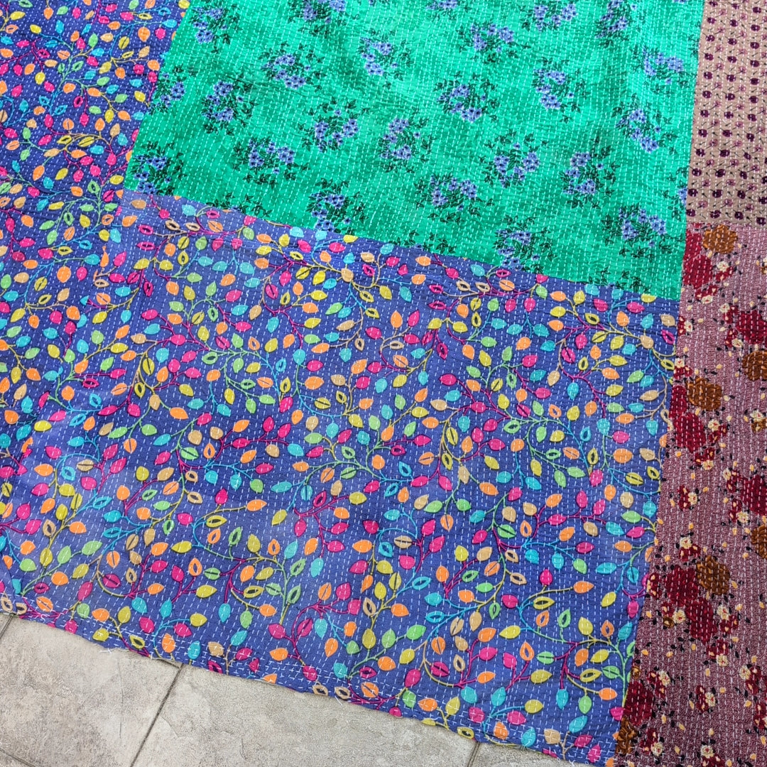 ヴィンテージカンタキルト ラリーキルト kantha ブランケット アジア布 ［異国の夢］#1162