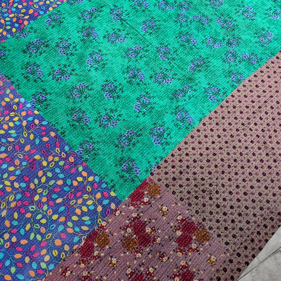 ヴィンテージカンタキルト ラリーキルト kantha ブランケット アジア布 ［異国の夢］#1162