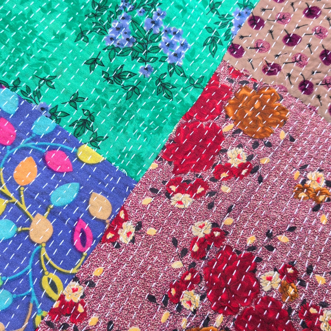 ヴィンテージカンタキルト ラリーキルト kantha ブランケット アジア布 ［異国の夢］#1162
