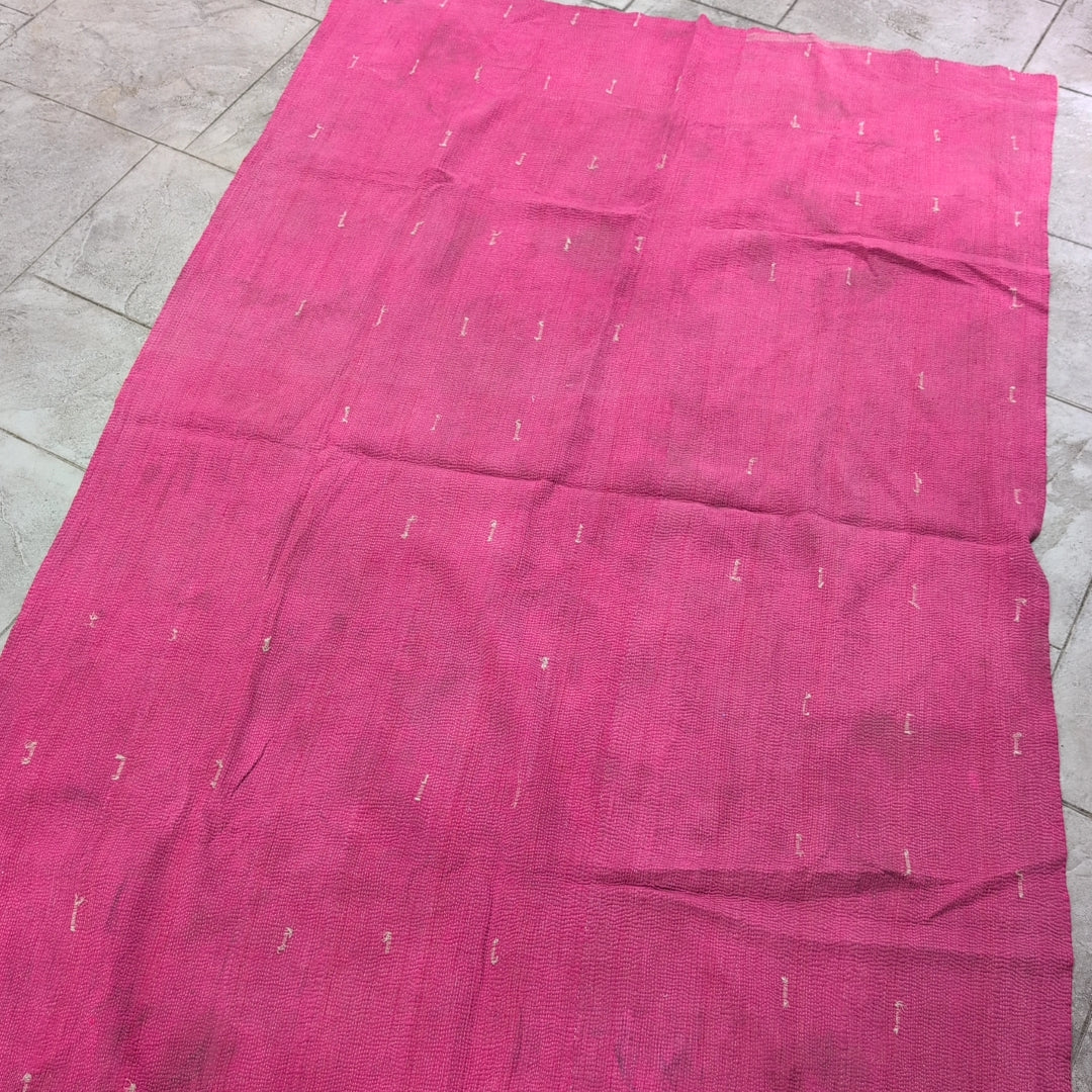 ヴィンテージカンタキルト ラリーキルト kantha 刺子布 ［あずきストライプ］#1142