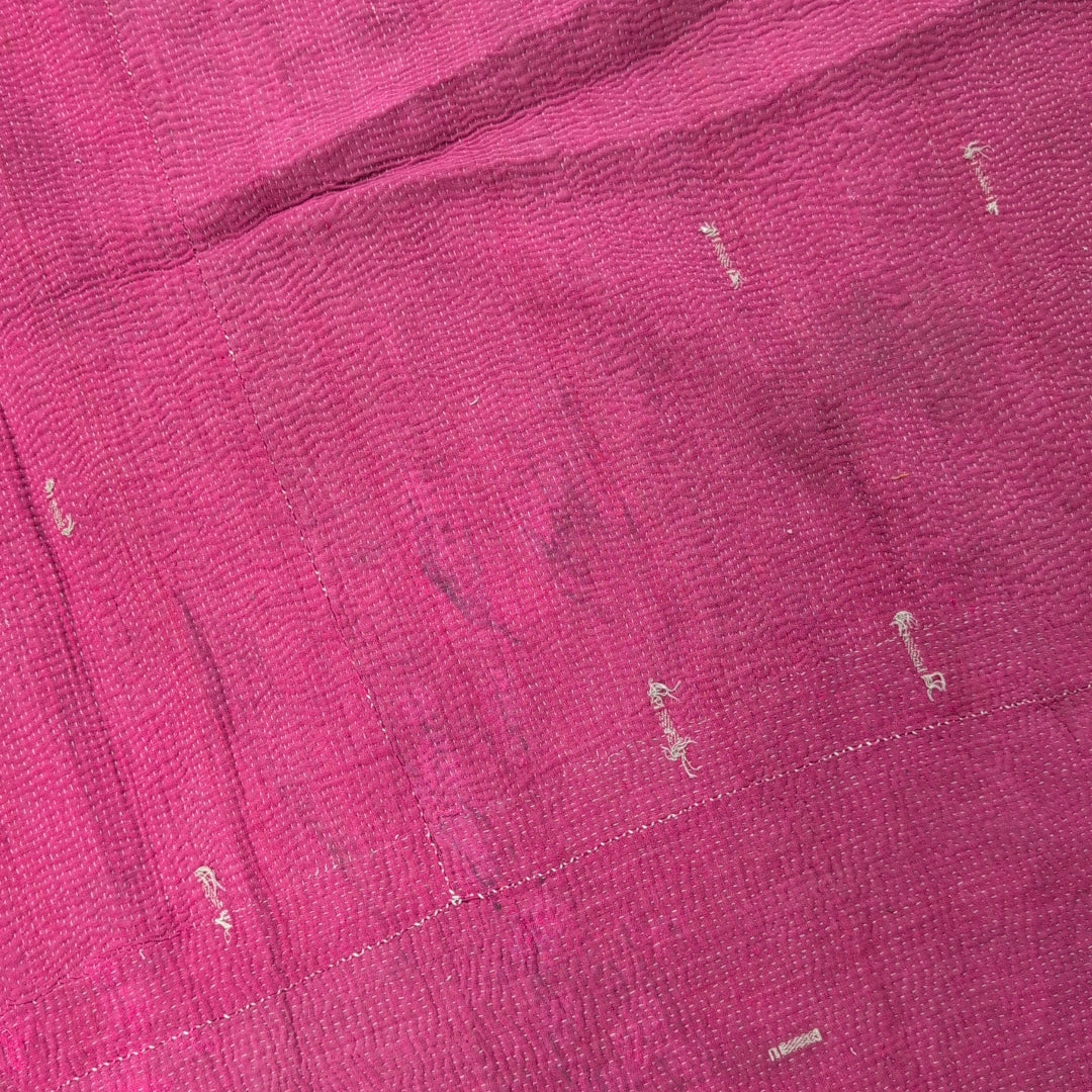 ヴィンテージカンタキルト ラリーキルト kantha 刺子布 ［あずきストライプ］#1142