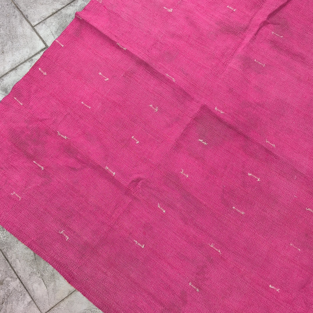 ヴィンテージカンタキルト ラリーキルト kantha 刺子布 ［あずきストライプ］#1142